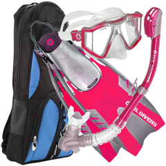 U.S. Divers Mens Lux LX Mask with Purge Pivot Fins and Phoenix LX Snorkel Combo Set